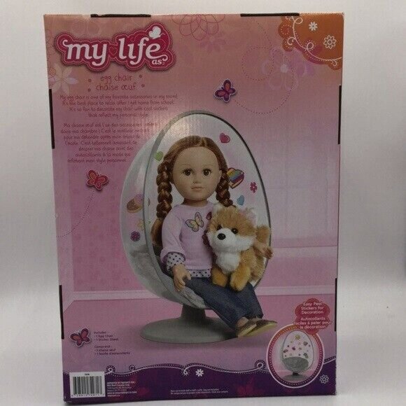My Life As Clear Egg Chair with Soft Grey Cushion and Stickers Dolls Furniture - Picture 5 of 12